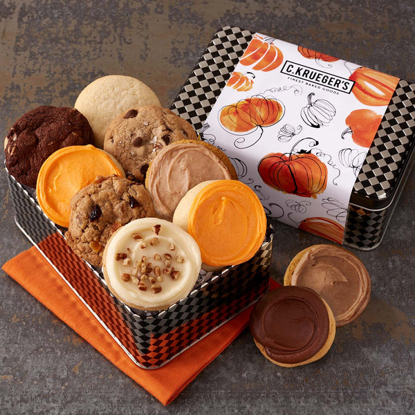 Watercolor Pumpkin Gift Tin - Assorted Mini Cookies