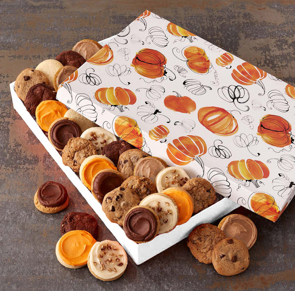 Watercolor Pumpkin Luxe Gift Box - Assorted Mini Cookies