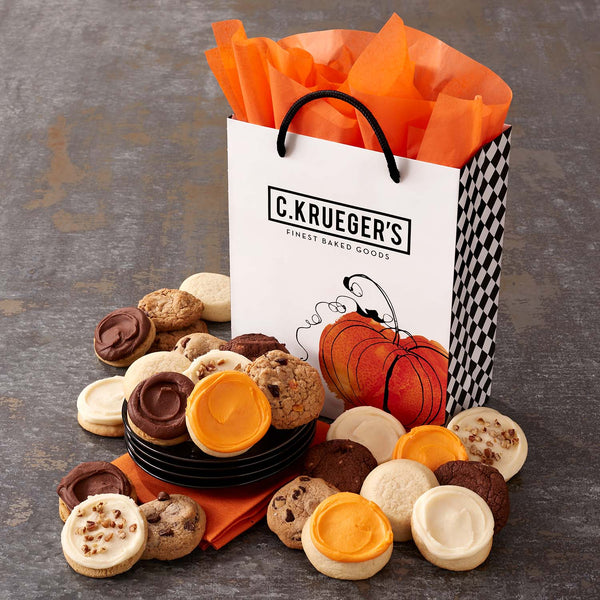 Watercolor Pumpkin Two Dozen Mini Cookies Gift Bag - Assorted