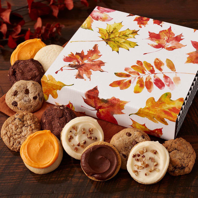 Falling Leaves One Dozen Mini Cookie Gift Box - Assorted Flavors