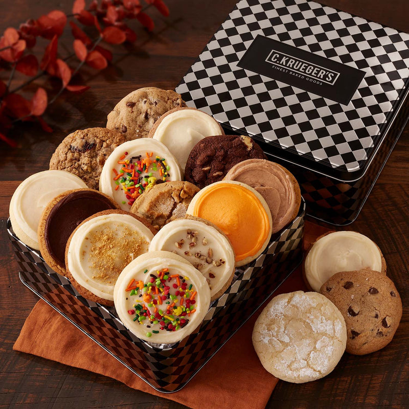 Fall Harlequin Cookie Gift Tin - Assorted Cookies