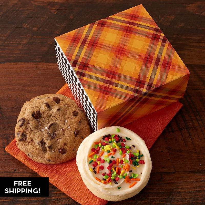 Fall Plaid Duo Cookie Gift Box - Assorted Flavors