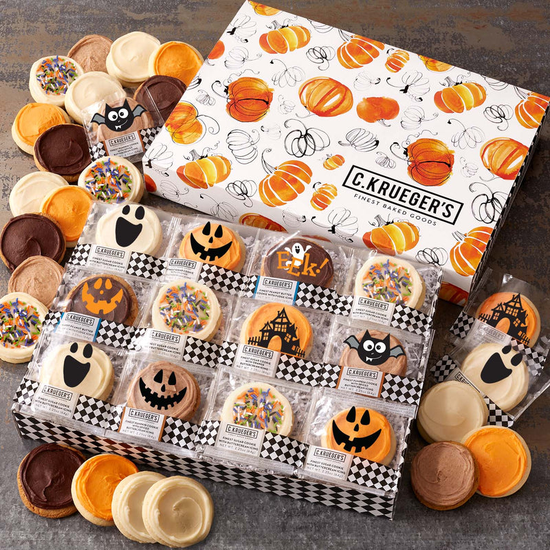 Happy Halloween Cookie Gift Boxes - Iced Cookies with Messages