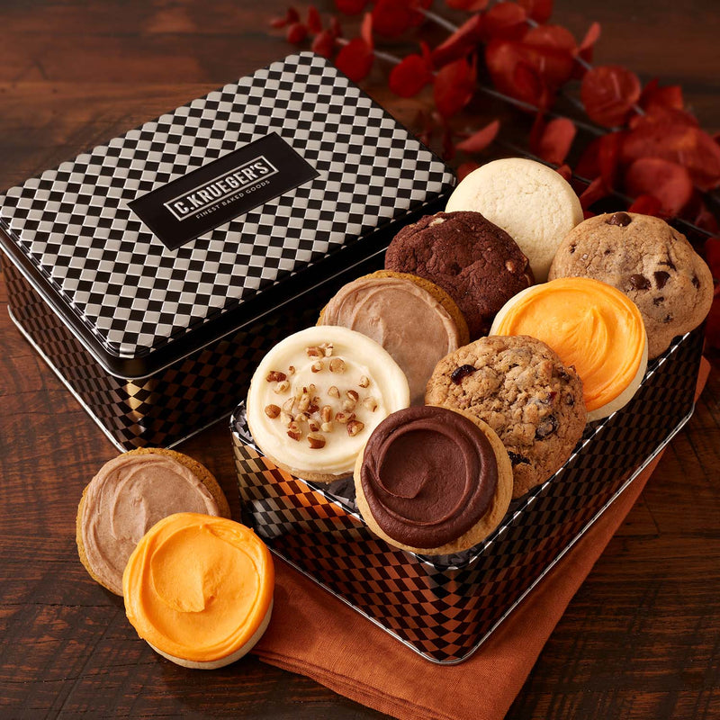 Fall Harlequin Small Cookie Gift Tin - Assorted Mini Cookies