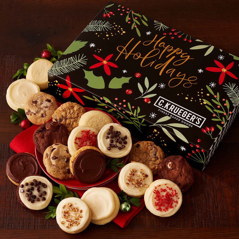 Winterberry "Happy Holidays" Cookie Gift Boxes - Mini Cookies
