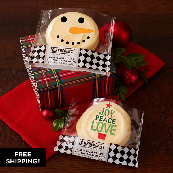 Tartan Plaid Duo Cookie Box Sampler - Iced Cookies with Messages