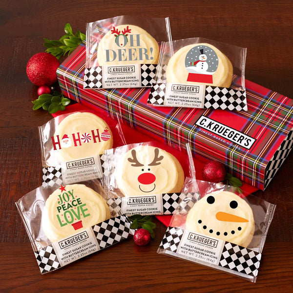 Tartan Plaid Half Dozen Sampler - Iced Cookies with Messages