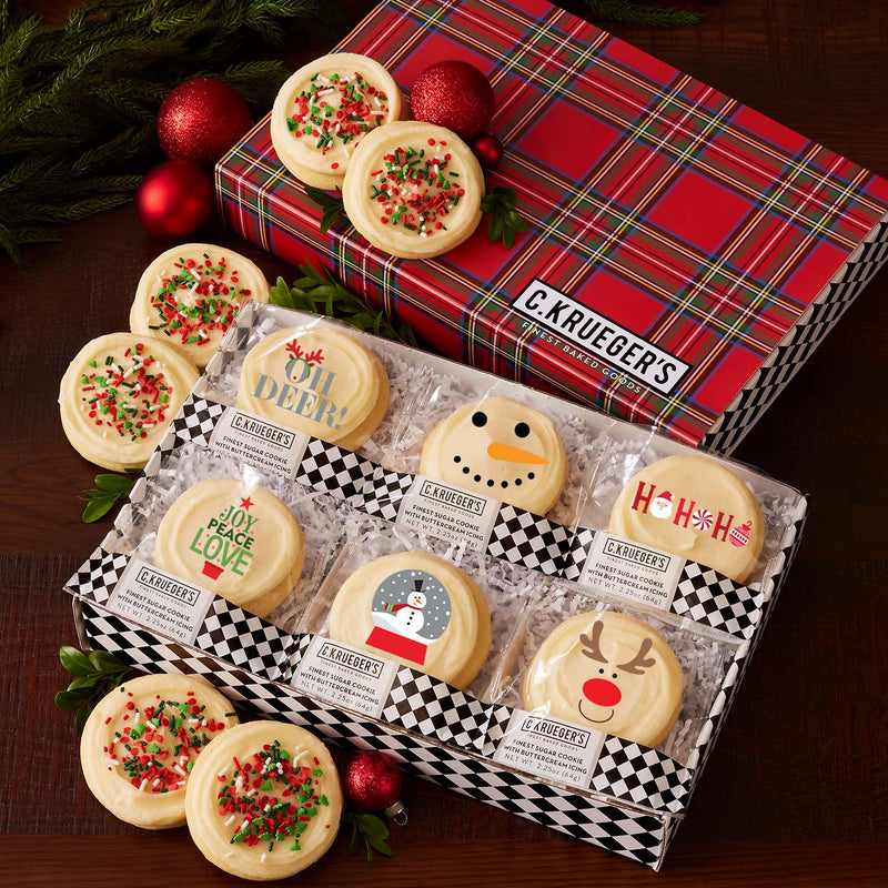 Tartan Plaid Cookie Gift Boxes - Iced Cookies