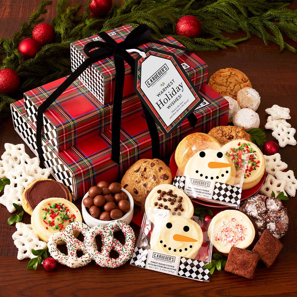 Tartan Plaid Gift Stack - Cookies and Snacks