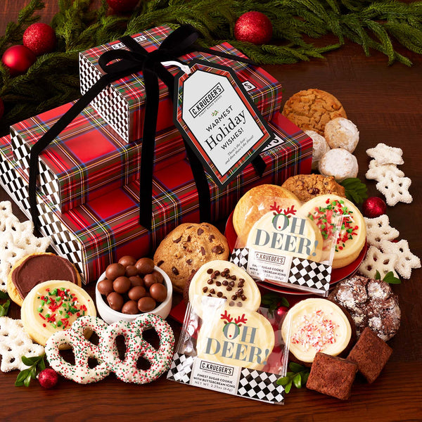 Tartan Plaid Grand Gift Stack - Cookies and Snacks