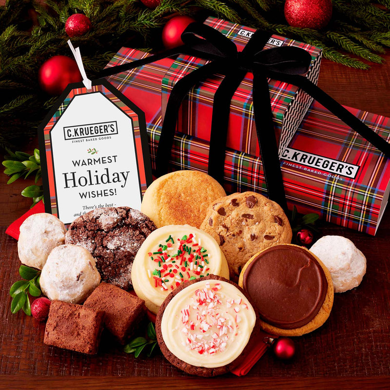 Tartan Plaid Sampler Gift Stack - Cookies and Snacks