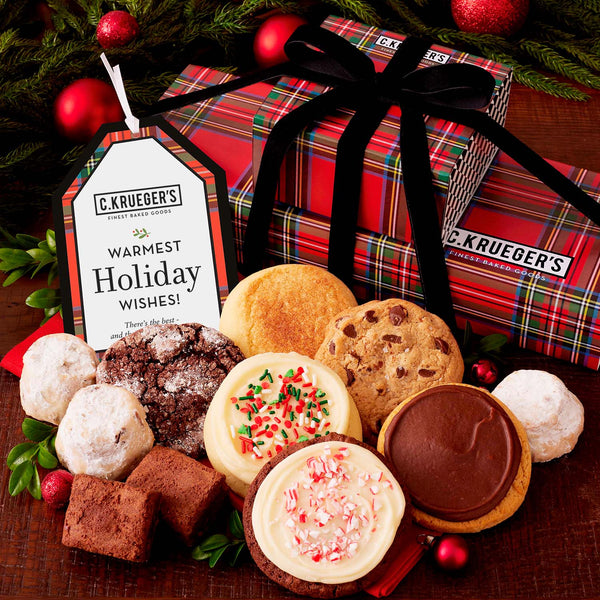Tartan Plaid Sampler Gift Stack - Cookies and Snacks