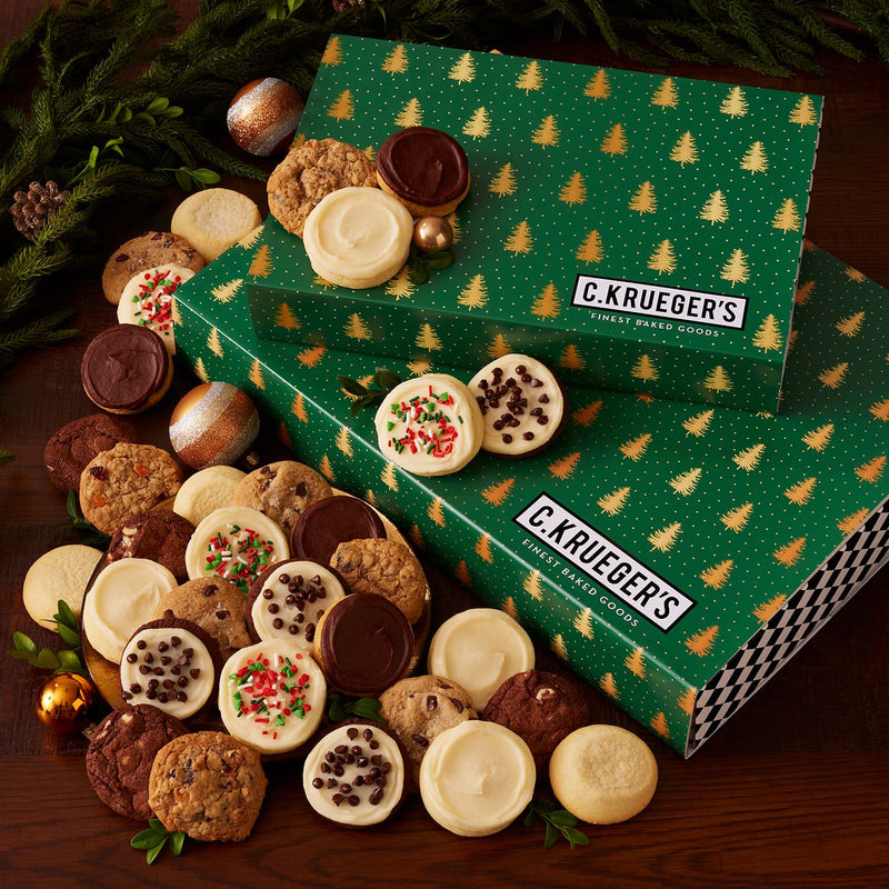 Evergreen Trees Cookie Gift Boxes - Assorted Mini Cookies