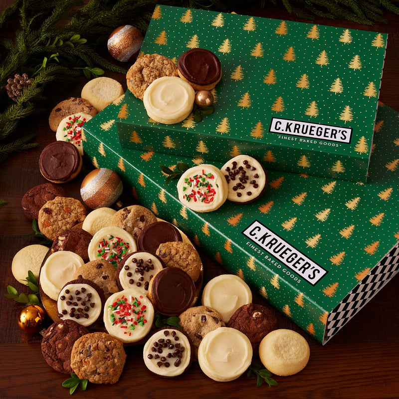 Evergreen Trees Cookie Gift Boxes - Mini Cookies
