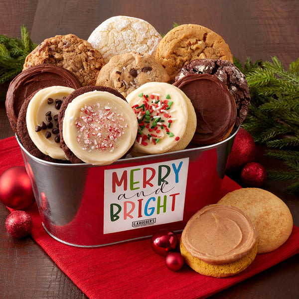Merry and Bright Galvanized Gift Pail - Assorted Cookies
