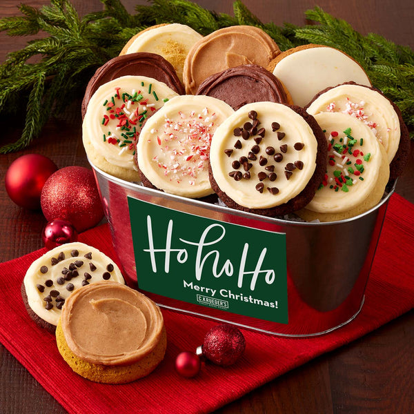 Ho Ho Ho! Galvanized Gift Pail - Iced Cookies