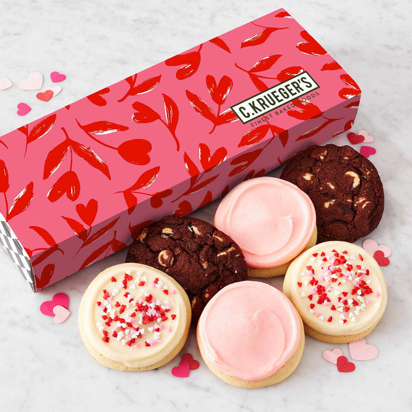 Floral Hearts Half Dozen Cookie Sampler - Select Your Cookies