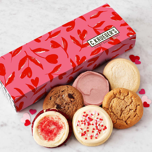 Floral Hearts Half Dozen Cookie Sampler - Assorted Cookies