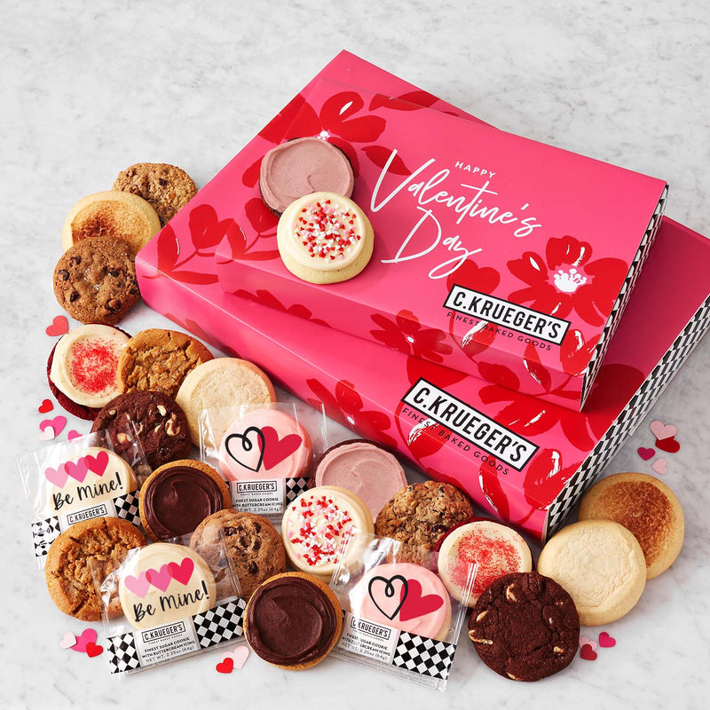 Floral Hearts Cookie Boxes - Assorted Cookies