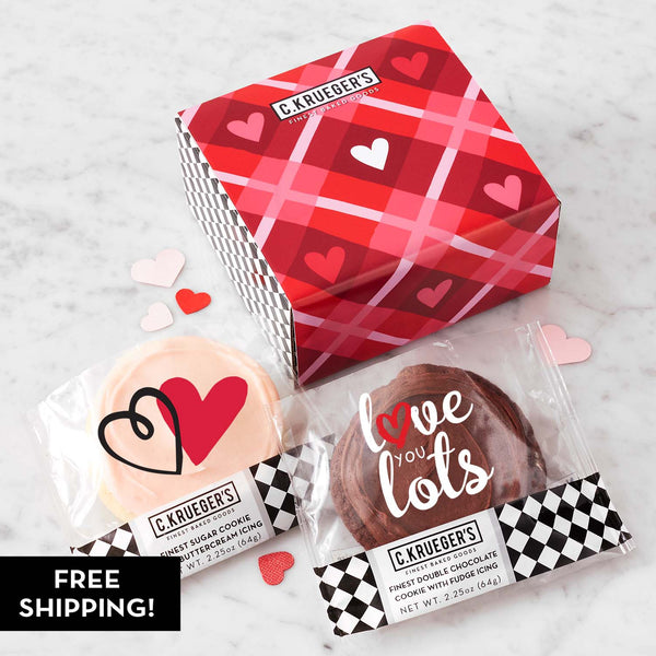 Heartfelt Plaid Duo Cookie Gift - Iced Cookies