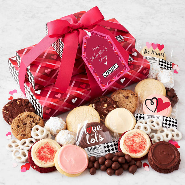 Heartfelt Plaid Gift Stack - Cookies and Snacks