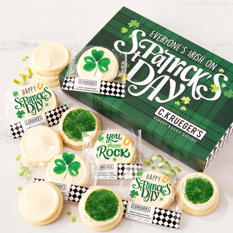 St. Patrick's Day Plaid Cookie Box - Iced Cookies