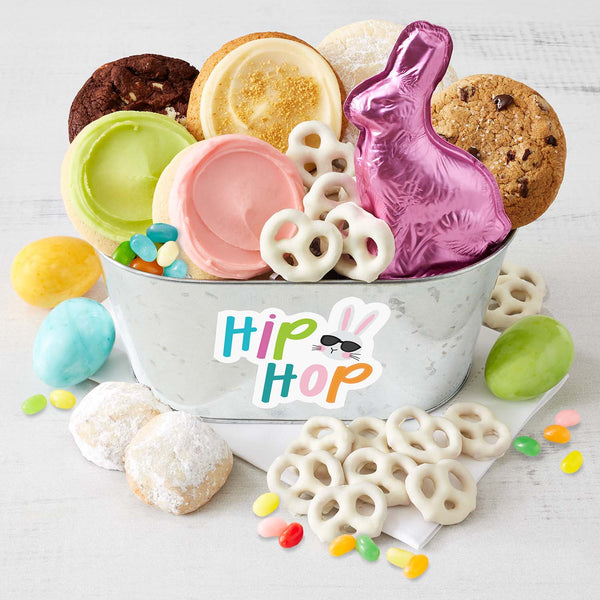 Hip Hop Bunny Galvanized Easter Gift Pail - Cookies & Snacks