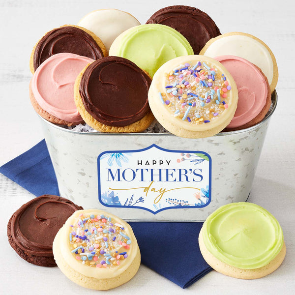 Mothers Day Indigo Blooms Gift Pail - Iced Cookies