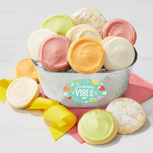 Summer Vibes Galvanized Gift Pail - Assorted Summer Cookies