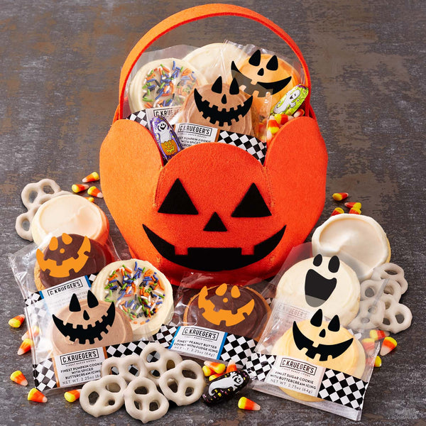 Trick or Treat Jack-O'-Lantern Felt Tote - Cookies and Snacks