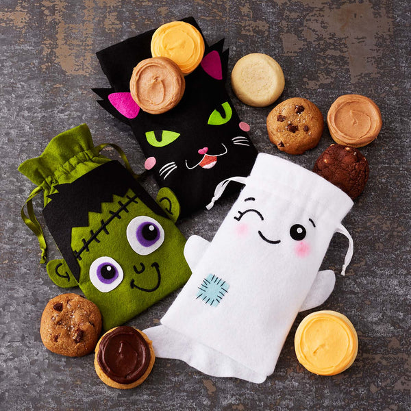 Set of Three: Halloween Felt Treat Bags – Assorted Mini Cookies