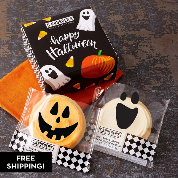 Pumpkins & Ghosts Duo Cookie Gift – Iced Cookies with Messages