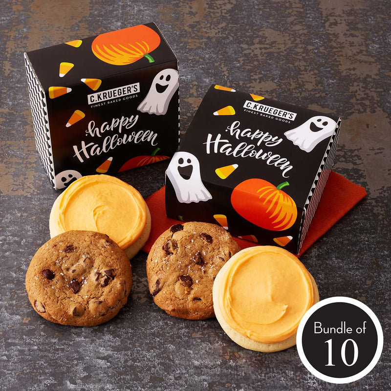 Bundle of 10: Pumpkins & Ghosts Duo Samplers - Iced Cookies with Messages