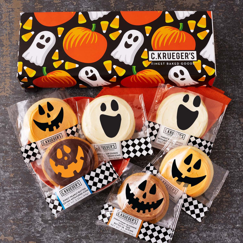 Pumpkins & Ghosts Half Dozen Sampler - Iced Cookies with Messages