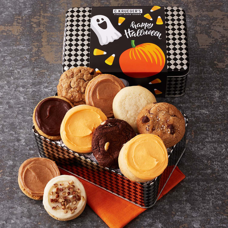 Pumpkins & Ghosts Gift Tin – Assorted Mini Cookies