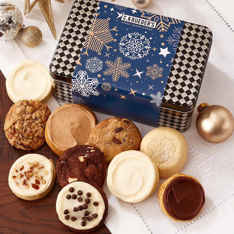 Winter Snowflake Gift Tin - Assorted Mini Cookies