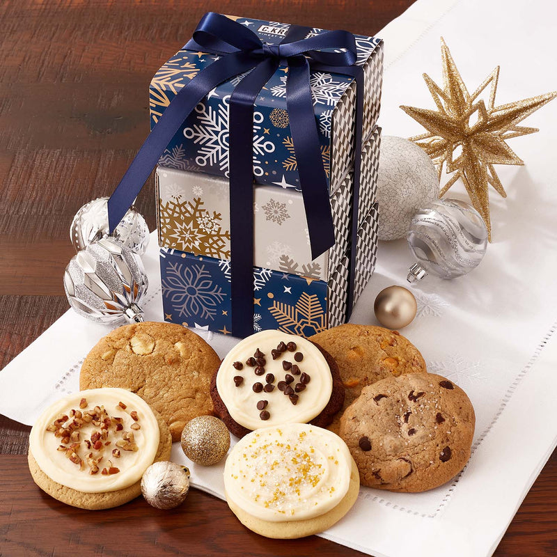 Winter Snowflake Triple Temptation Gift Stack - Assorted Cookies