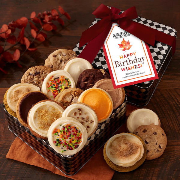 Fall Birthday Cookie Gift Tin - Assorted Cookies