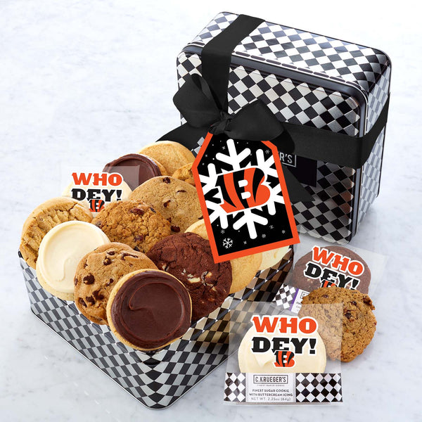 Cincinnati Bengals Snowflake Harlequin Gift Tin - Assorted Cookies