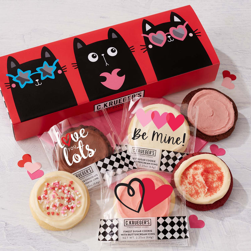 Purr-fect Valentine Half Dozen Sampler - Iced Cookies