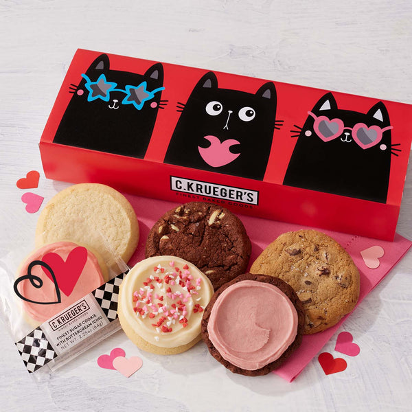 Purr-fect Valentine Half Dozen Sampler - Assorted Cookies