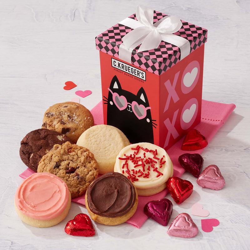 Purr-fect Valentine Mini Gift Box - Assorted Mini Cookies & Chocolates