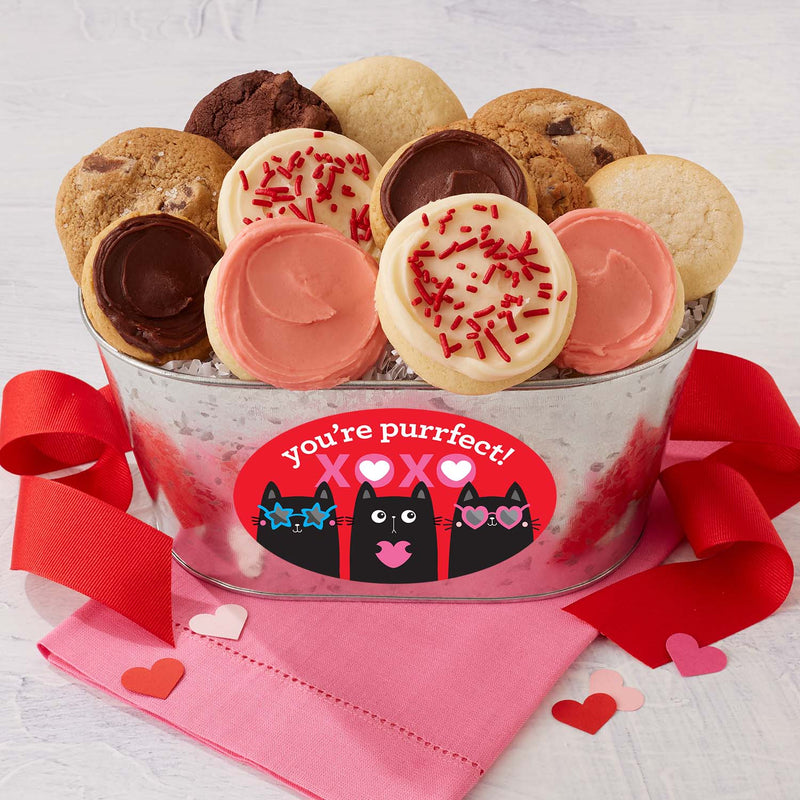 Purr-fect Valentine Gift Pail - Assorted Mini Cookies