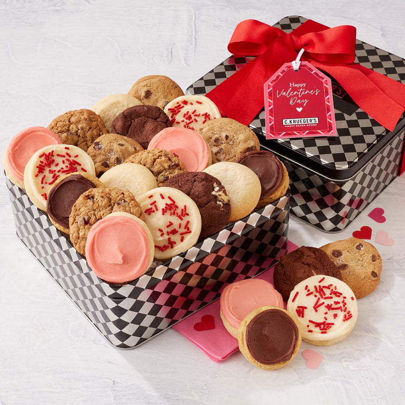 Valentine Harlequin Gift Tin – Assorted Mini Cookies