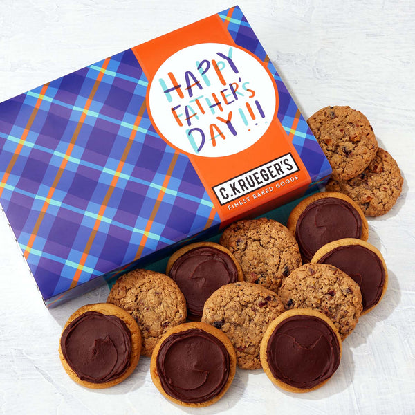 Father's Day Wavy Plaid Cookie Gift Boxes - Select Your Cookies