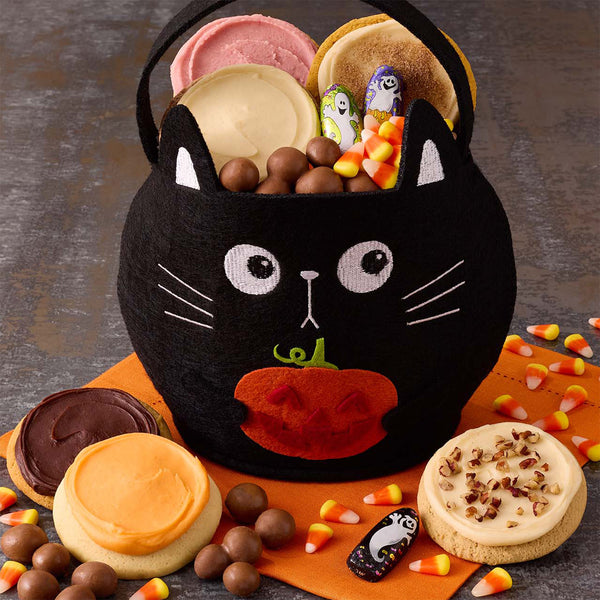 Halloween Scaredy Cat Felt Tote - Cookies and Snacks