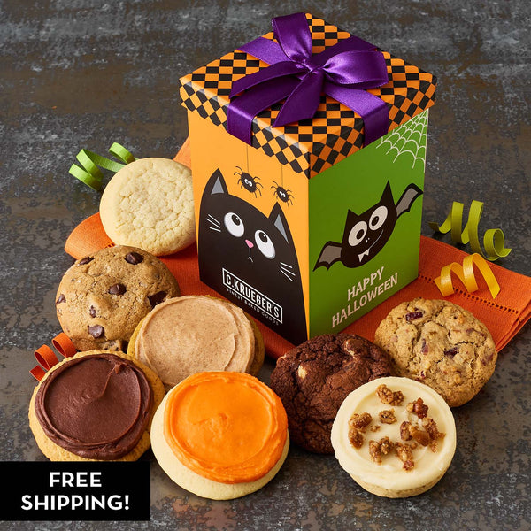 Halloween Scaredy Cat Bow Box - Assorted Mini Cookies