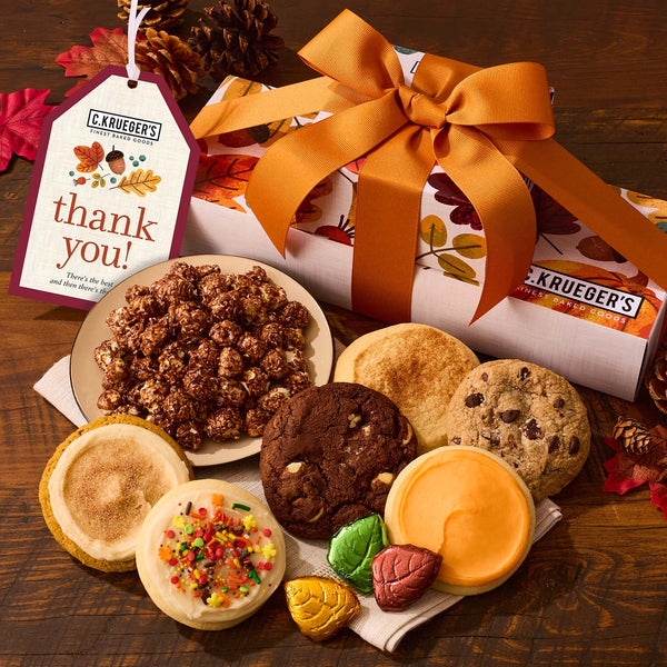 Cozy Autumn Thank You Gift Stack – Cookies and Snacks