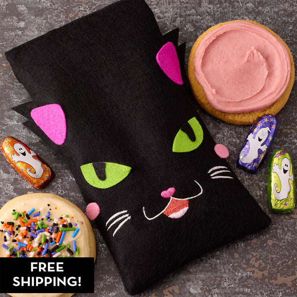 Halloween Black Cat Felt Treat Bag – Cookies and Chocolates