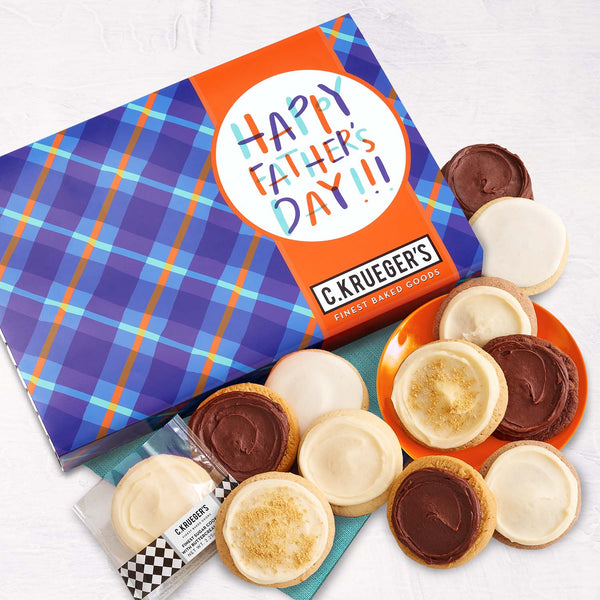 Father's Day Wavy Plaid Cookie Gift Boxes - Iced Cookies